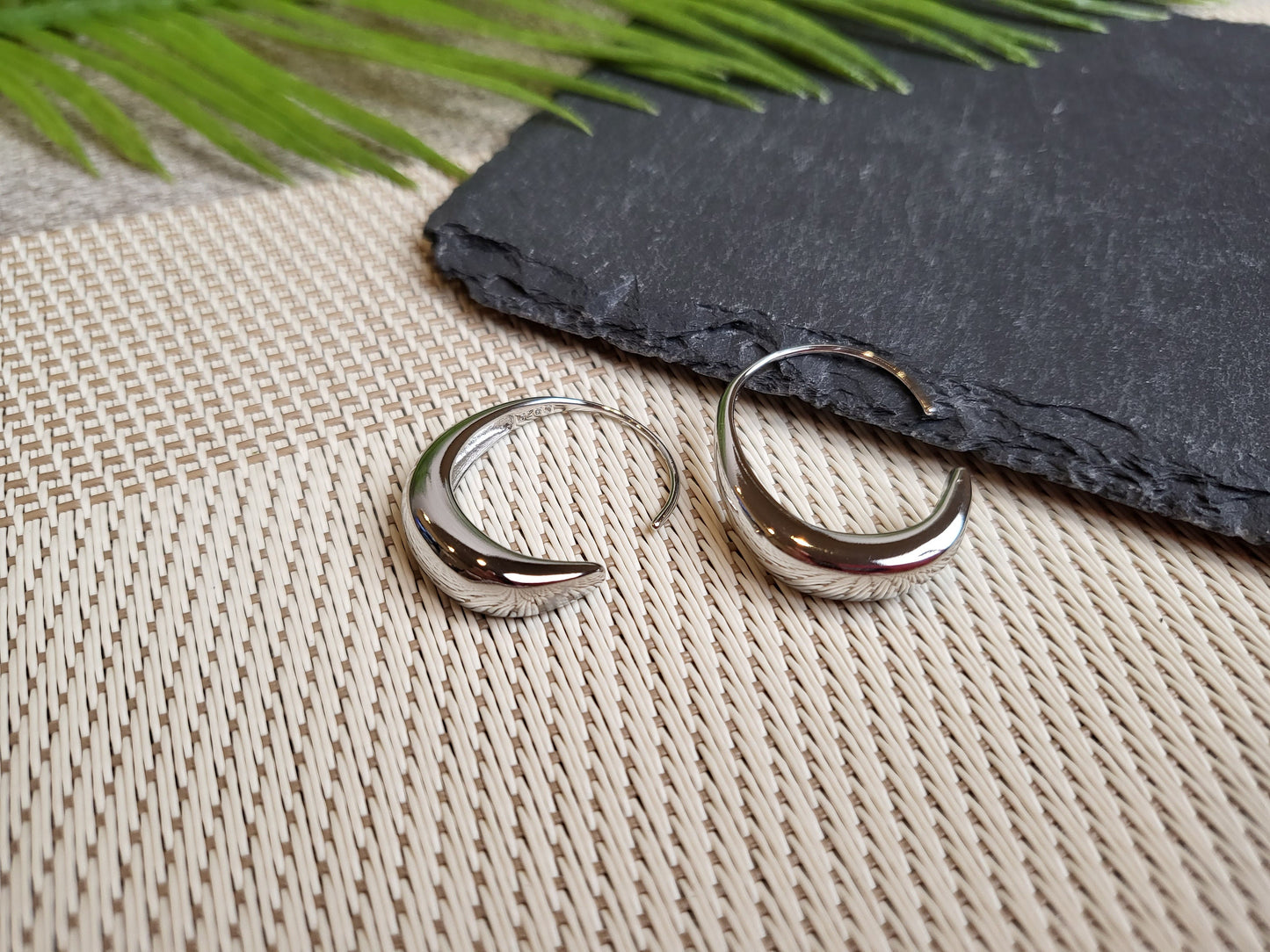 Sterling silver half hoop Earrings