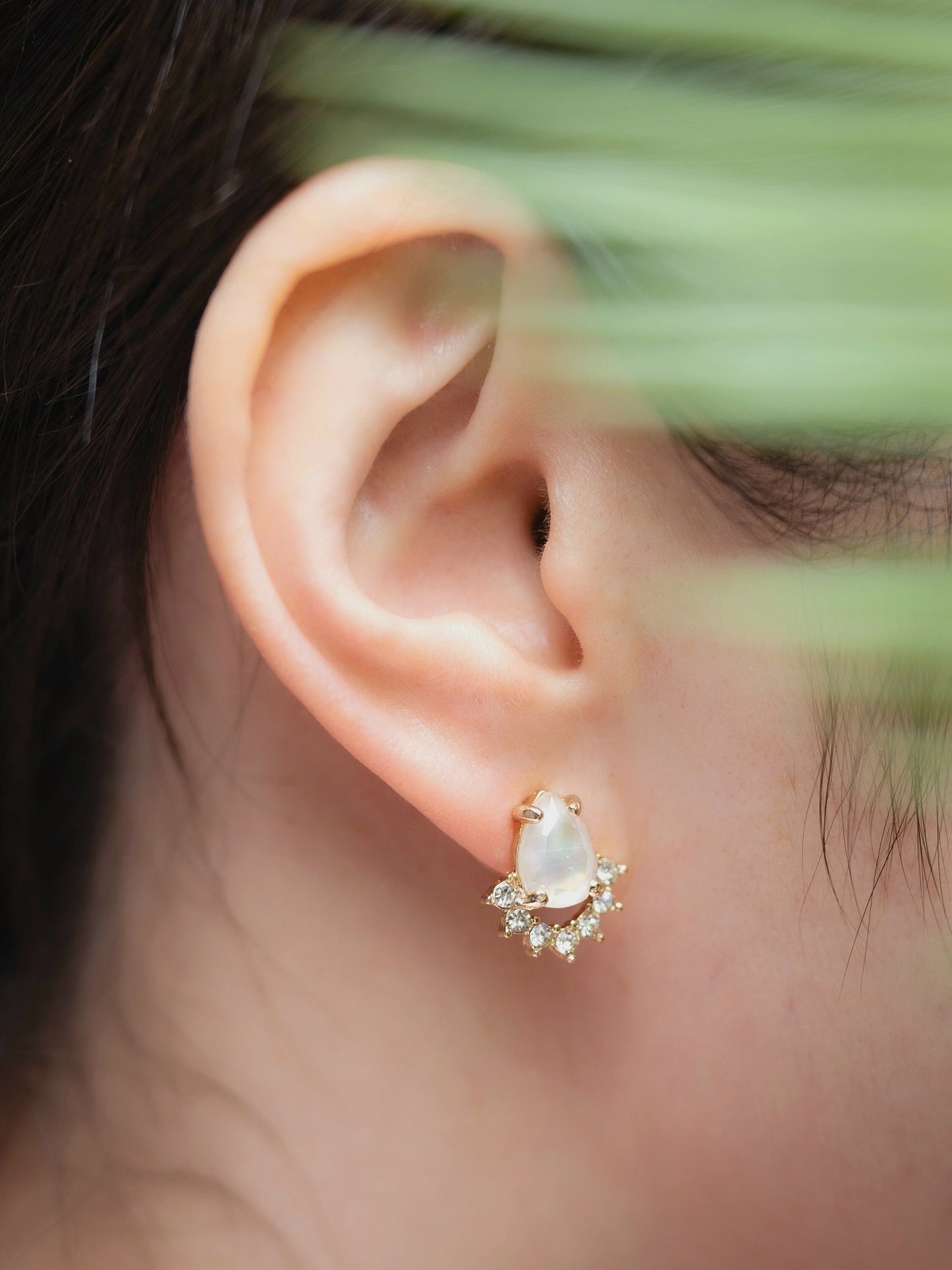 Rainbow moonstone earrings studs