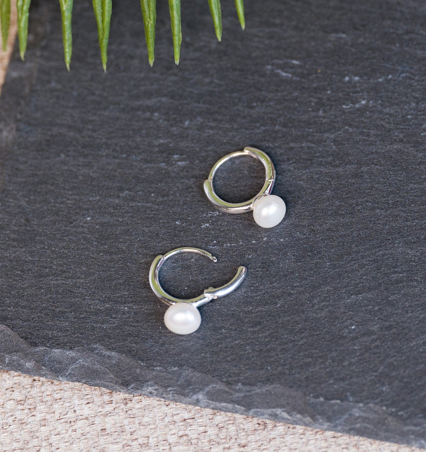 Natural freshwater pearl drop huggie