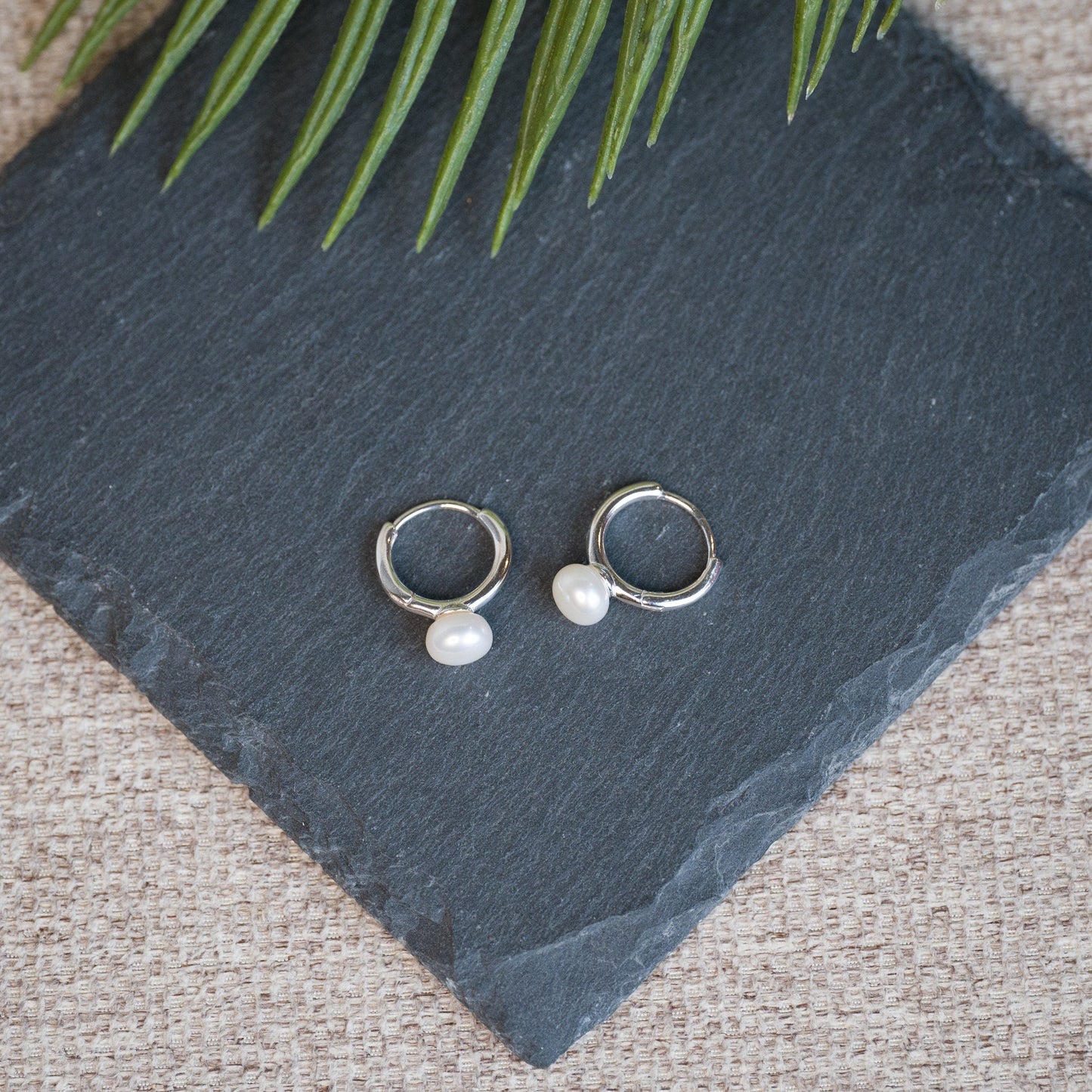 Natural freshwater pearl drop huggie