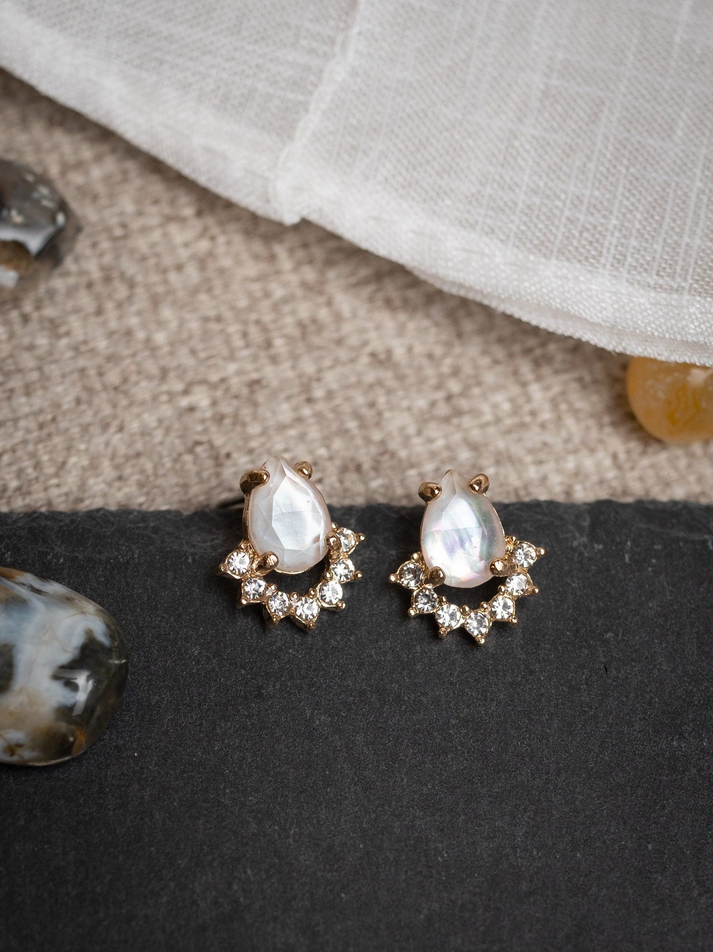 Rainbow moonstone earrings studs