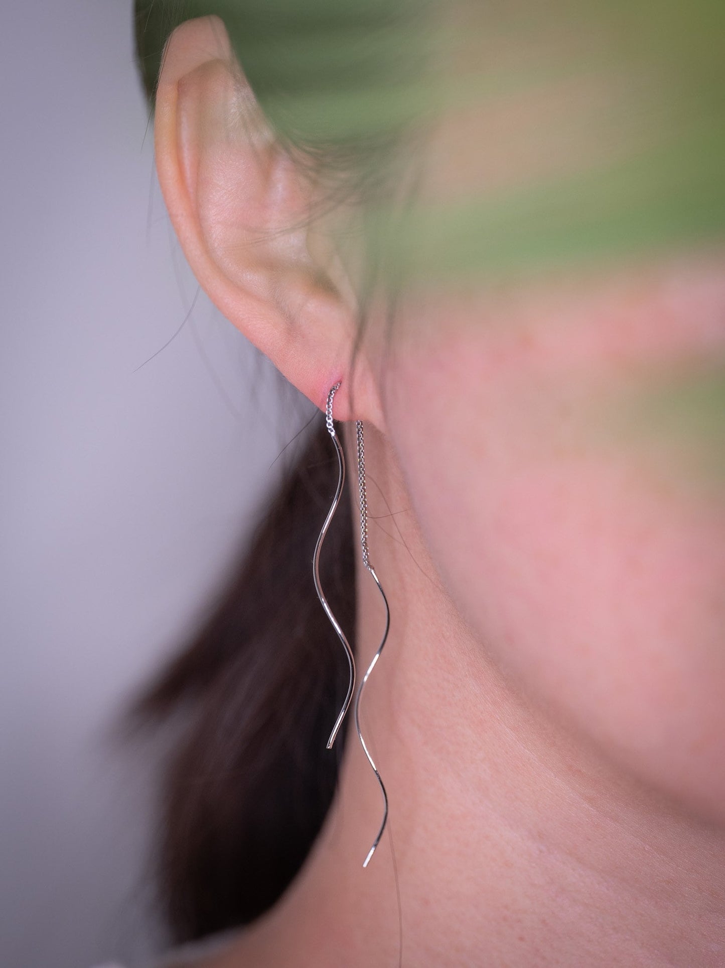 Sterling silver spiral threader earrings