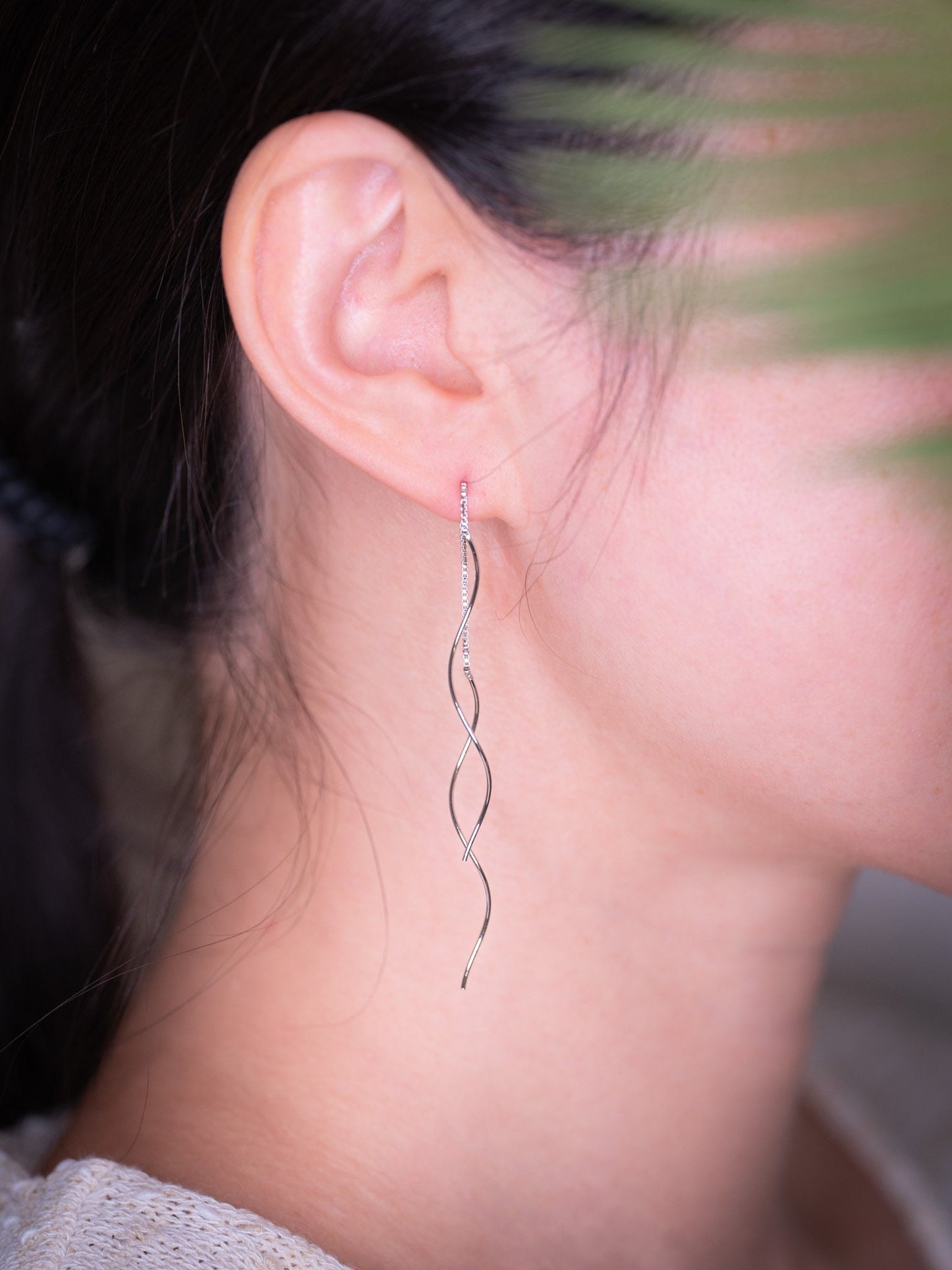 Sterling silver spiral threader earrings