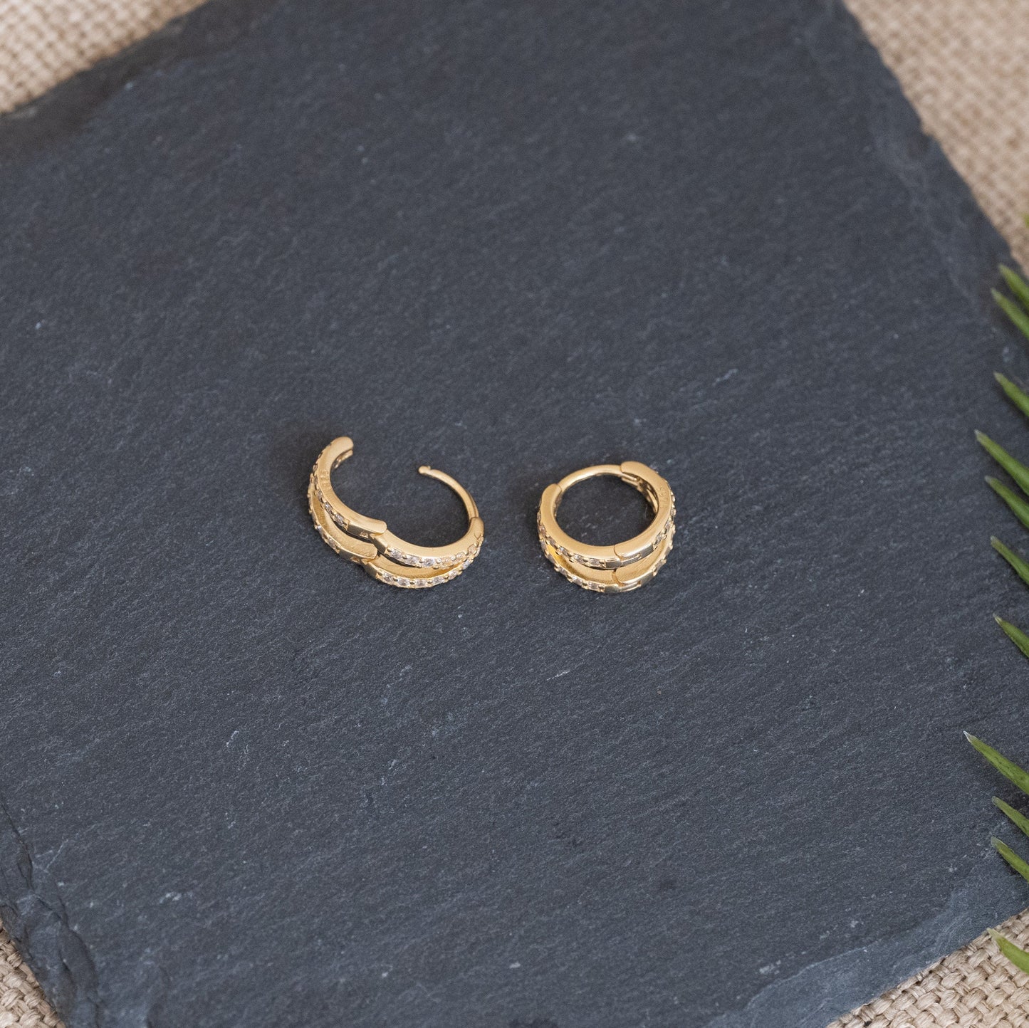 Gold Double hoop earrings, silver double hoop earrings, double hoop huggie earrings, pave hoop earrings, double huggie hoop single piercing
