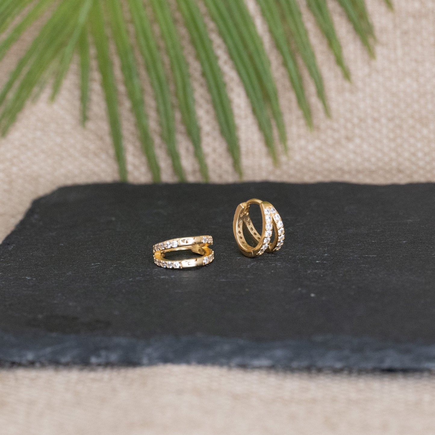 Gold Double hoop earrings, silver double hoop earrings, double hoop huggie earrings, pave hoop earrings, double huggie hoop single piercing