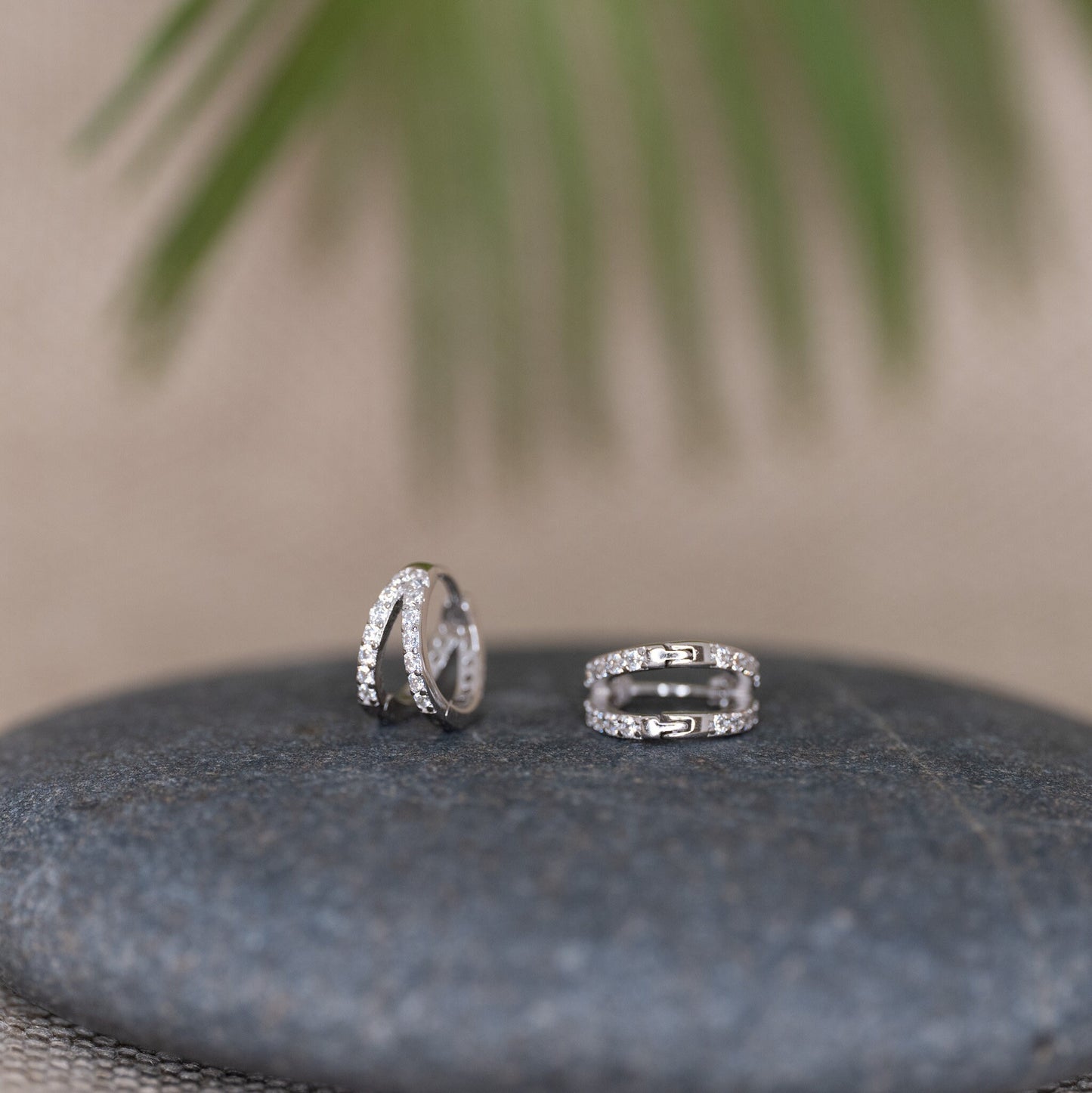 Gold Double hoop earrings, silver double hoop earrings, double hoop huggie earrings, pave hoop earrings, double huggie hoop single piercing