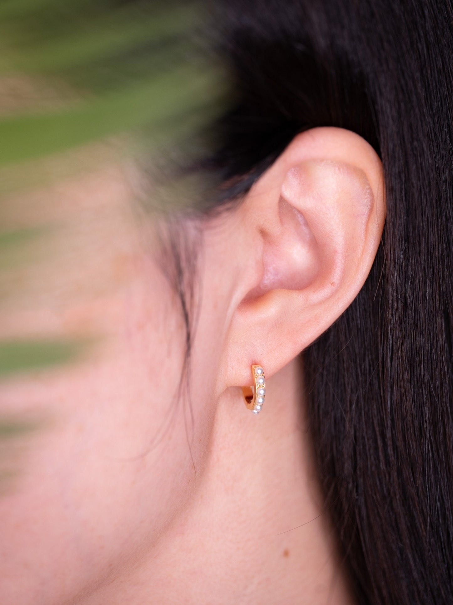 Pearl huggie earrings