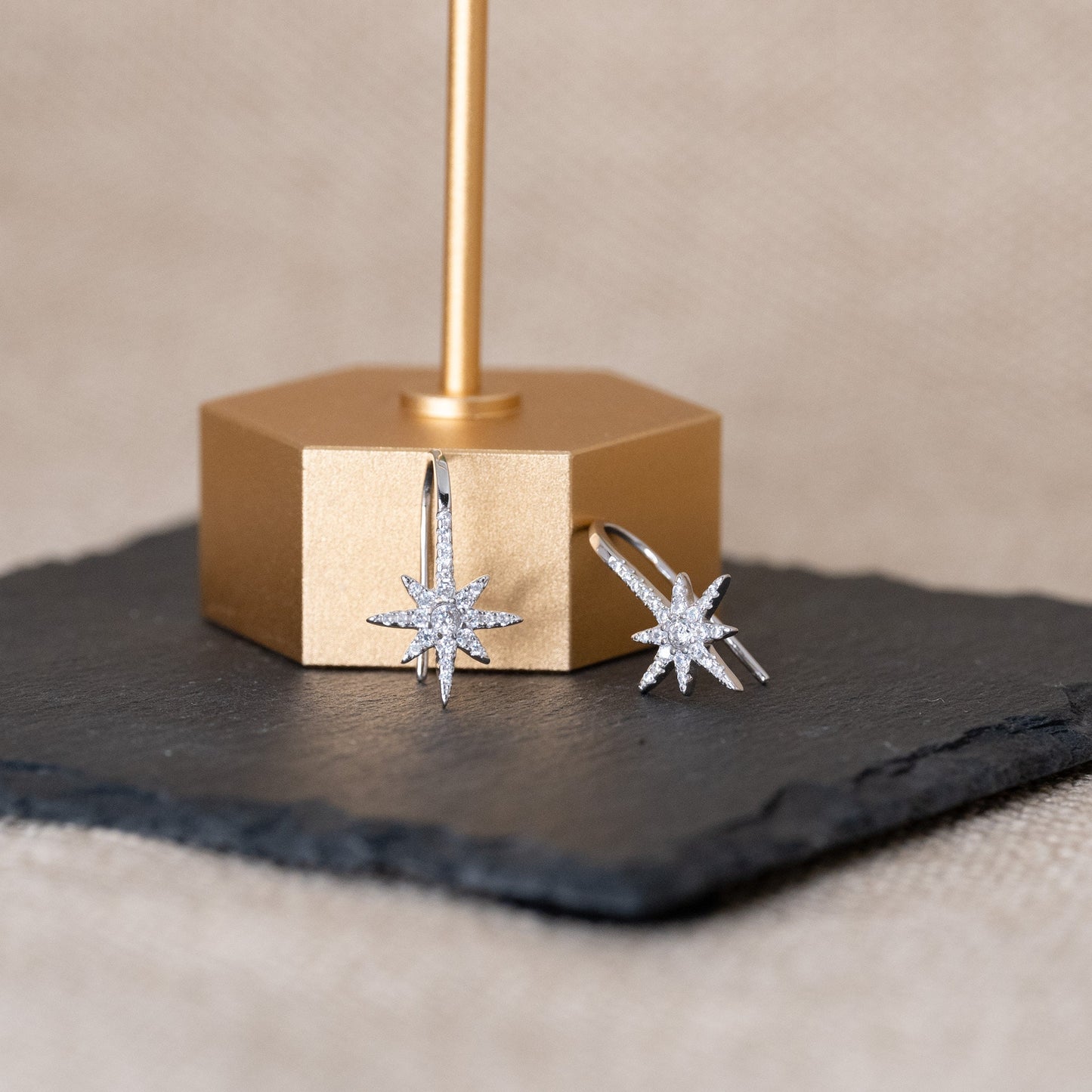 Celestial holiday hook earrings Sterling Silver