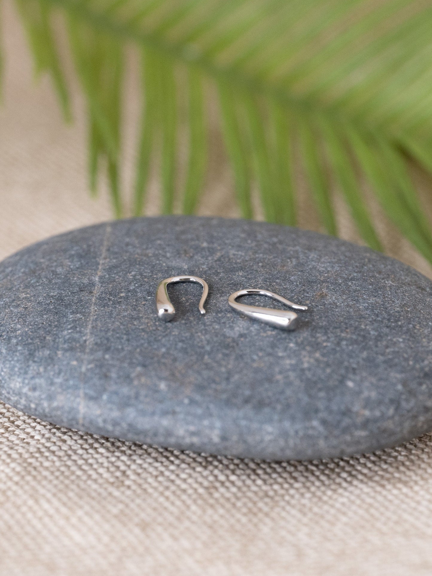 Sterling Silver minimalist water droplet french hook earrings, dainty simple everyday wear horseshoe earring, trendy abstract raindrop hook