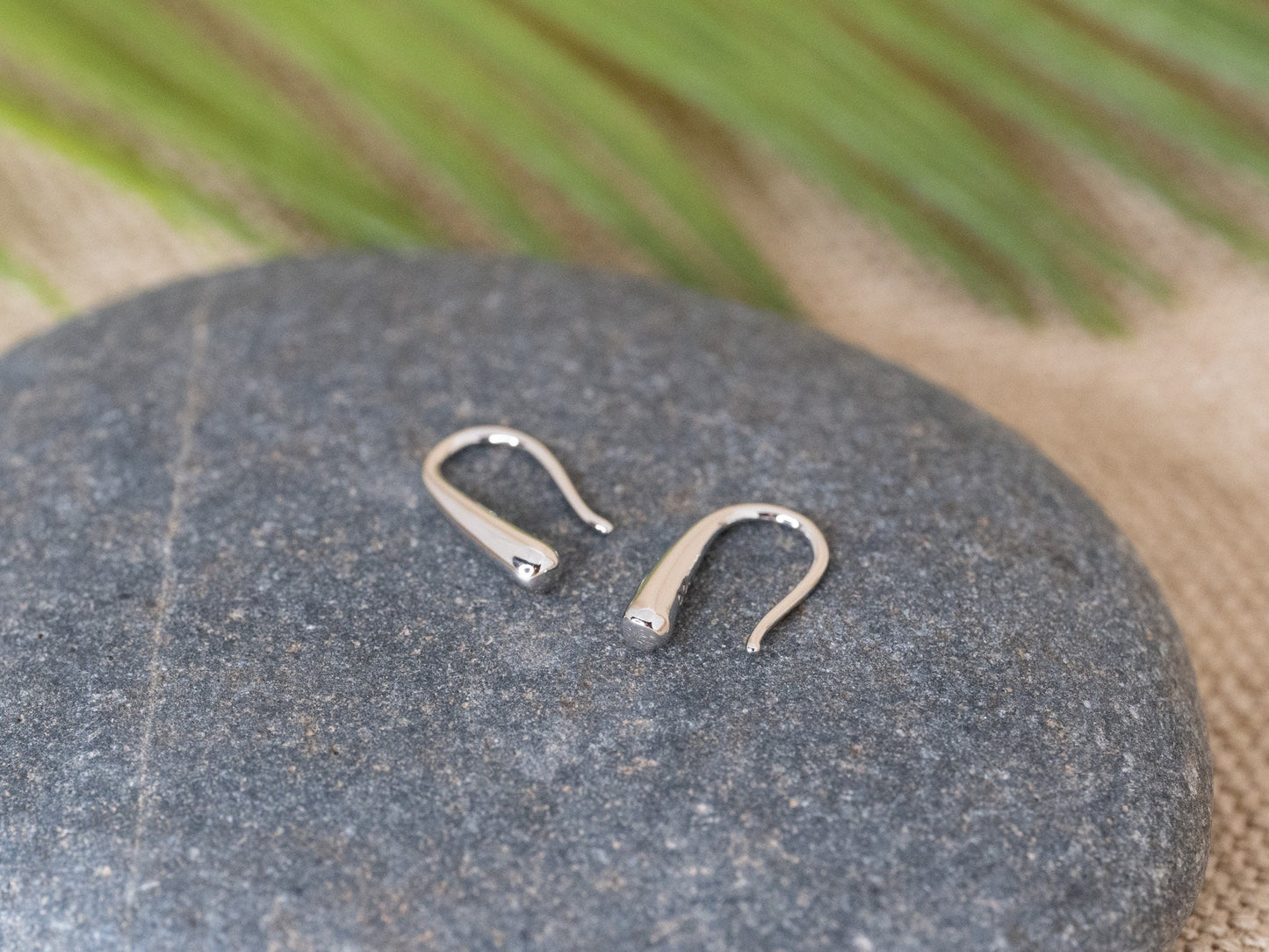 Sterling Silver minimalist water droplet french hook earrings, dainty simple everyday wear horseshoe earring, trendy abstract raindrop hook