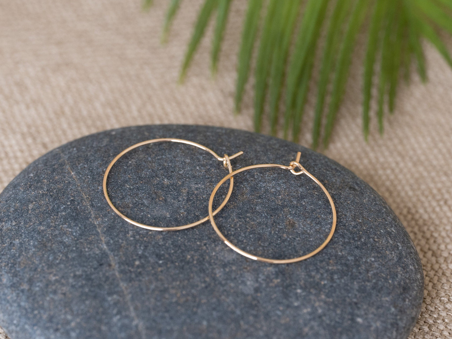 Thin wire hoop gold filled earrings