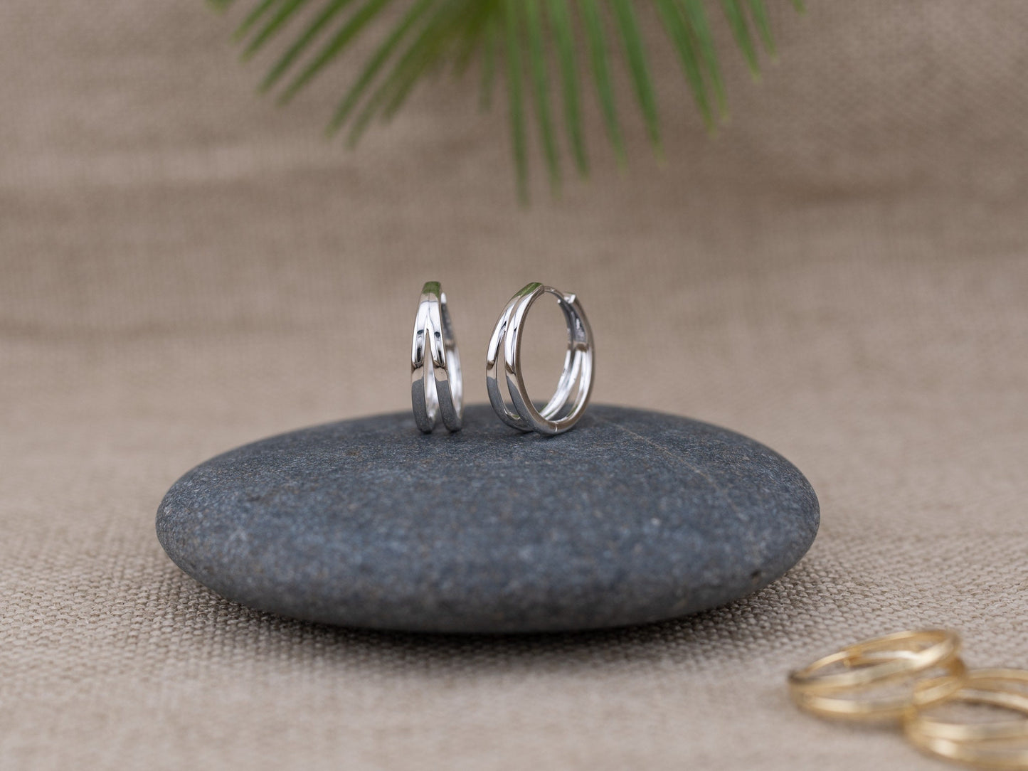 Statement double hoop earrings