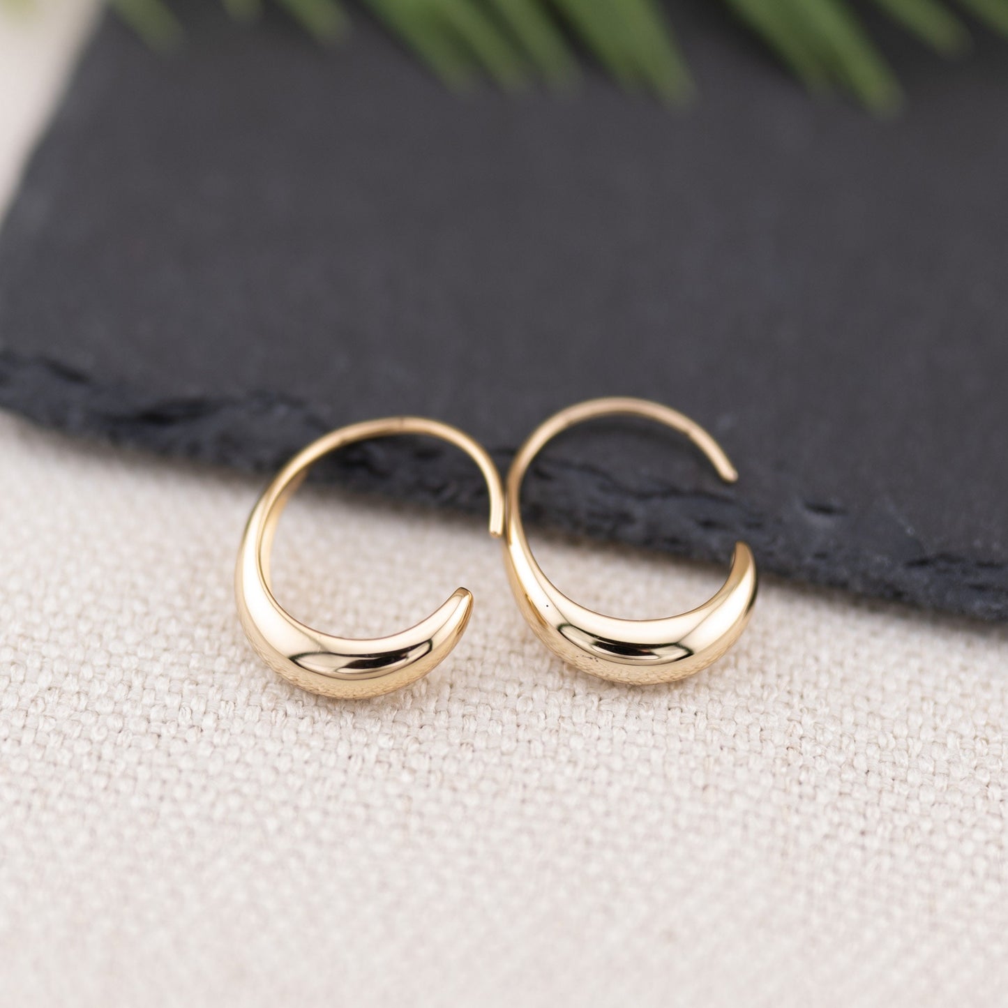 Medium chunky open gold hoop earrings