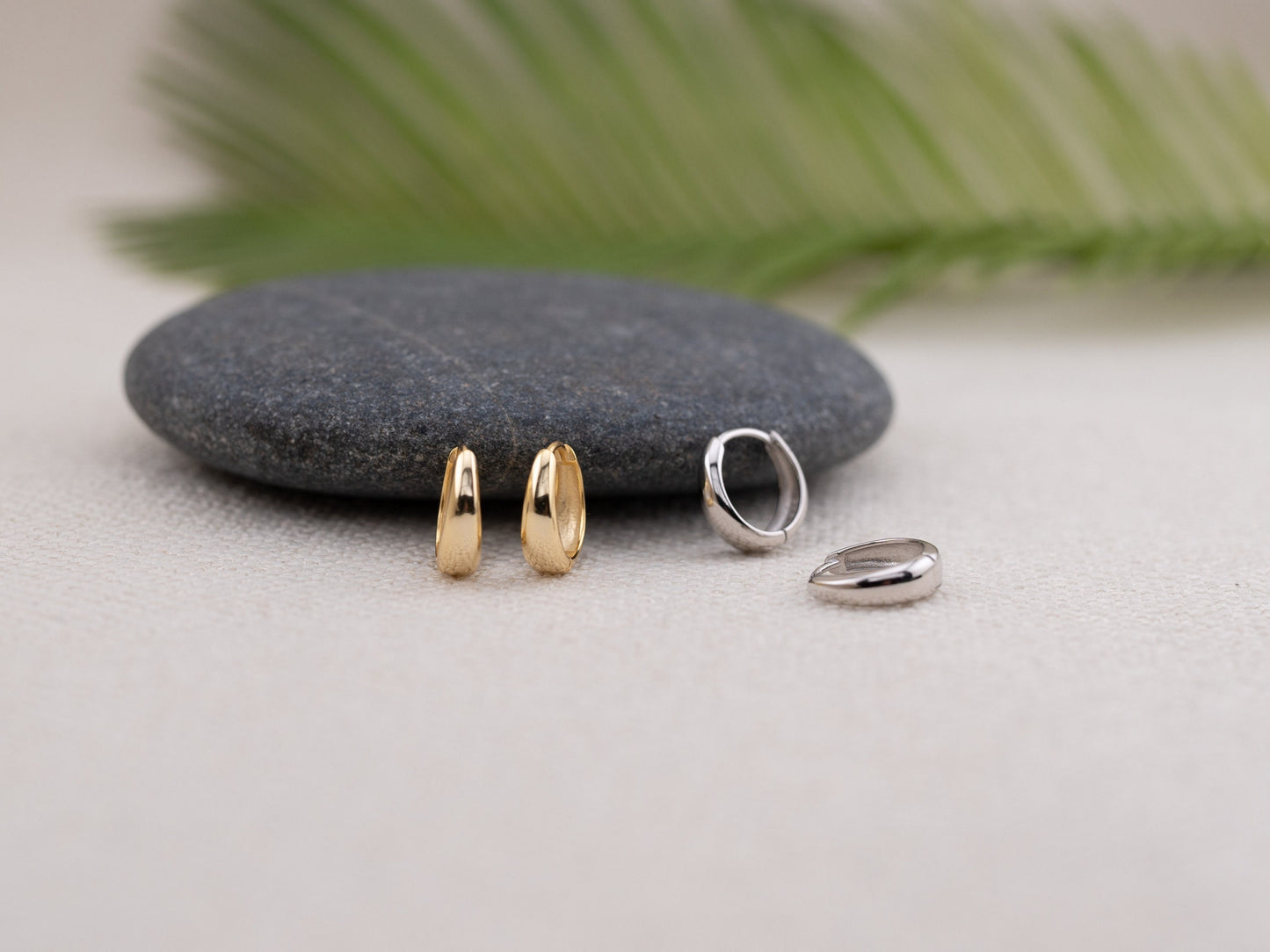 Small Tapered hoop earrings sterling silver 18K gold vermeil