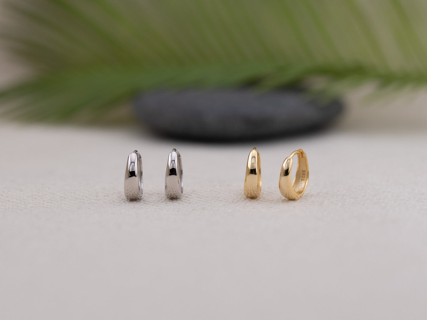 Small Tapered hoop earrings sterling silver 18K gold vermeil