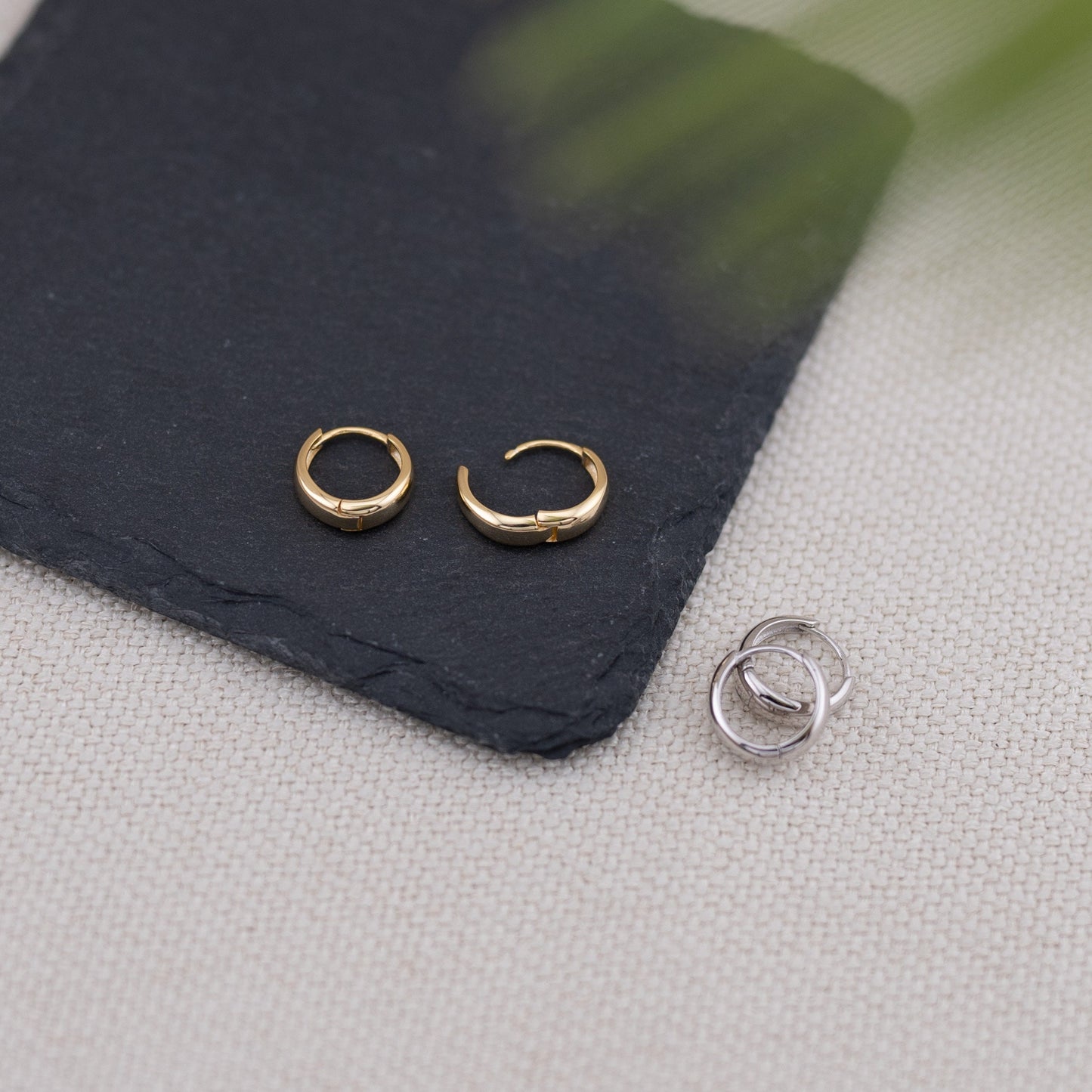 Small Tapered hoop earrings sterling silver 18K gold vermeil
