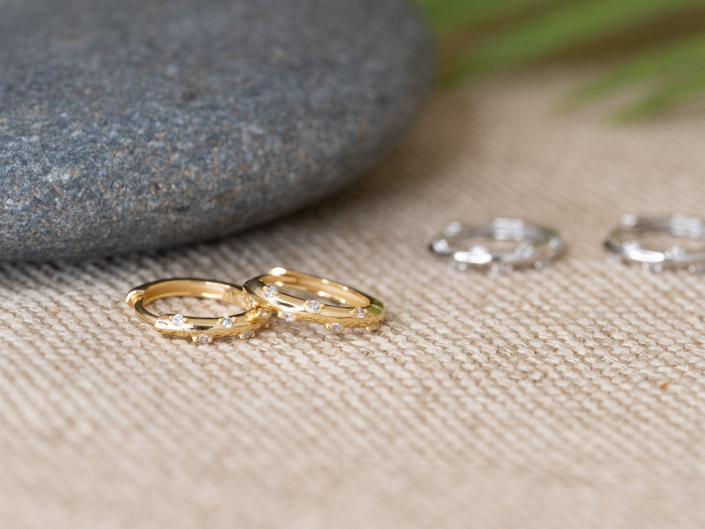 Micro  pave hoop earrings