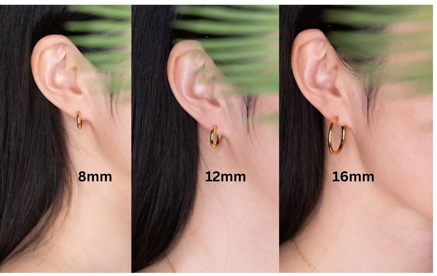 3 pairs gold hoop earrings set of 3 for multiple piercings