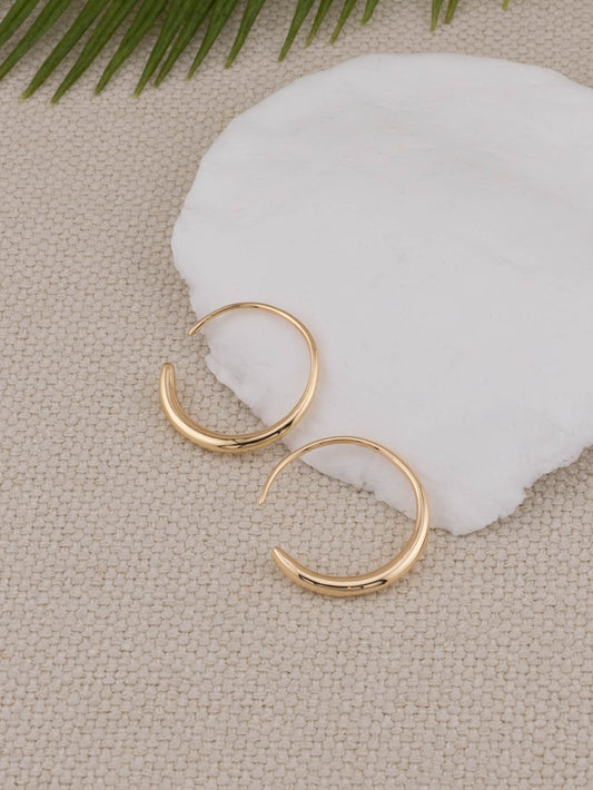 Gold open hoop earrings, silver hoop Earrings, minimalist geometric earrings, horseshoe earrings, hobo water drop hoops, large arc earrings