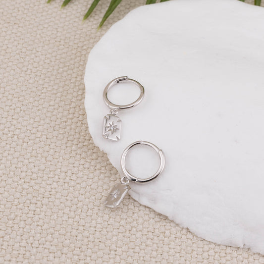 Sun tarot earrings tiny huggie hoop