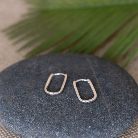 Square hoop earrings silver, long rectangular hoop earrings gold, rectangle hoop, mini hoop, geometric earring silver, gold square hoop