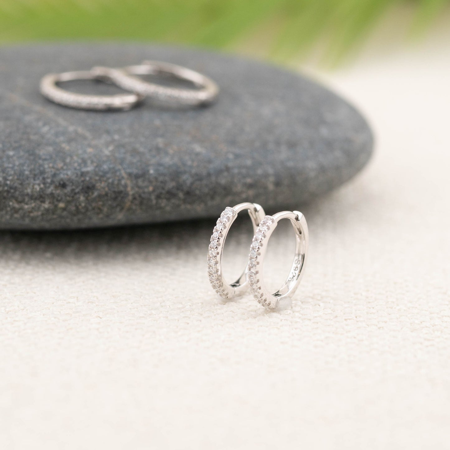 Gold pave huggie hoop earrings