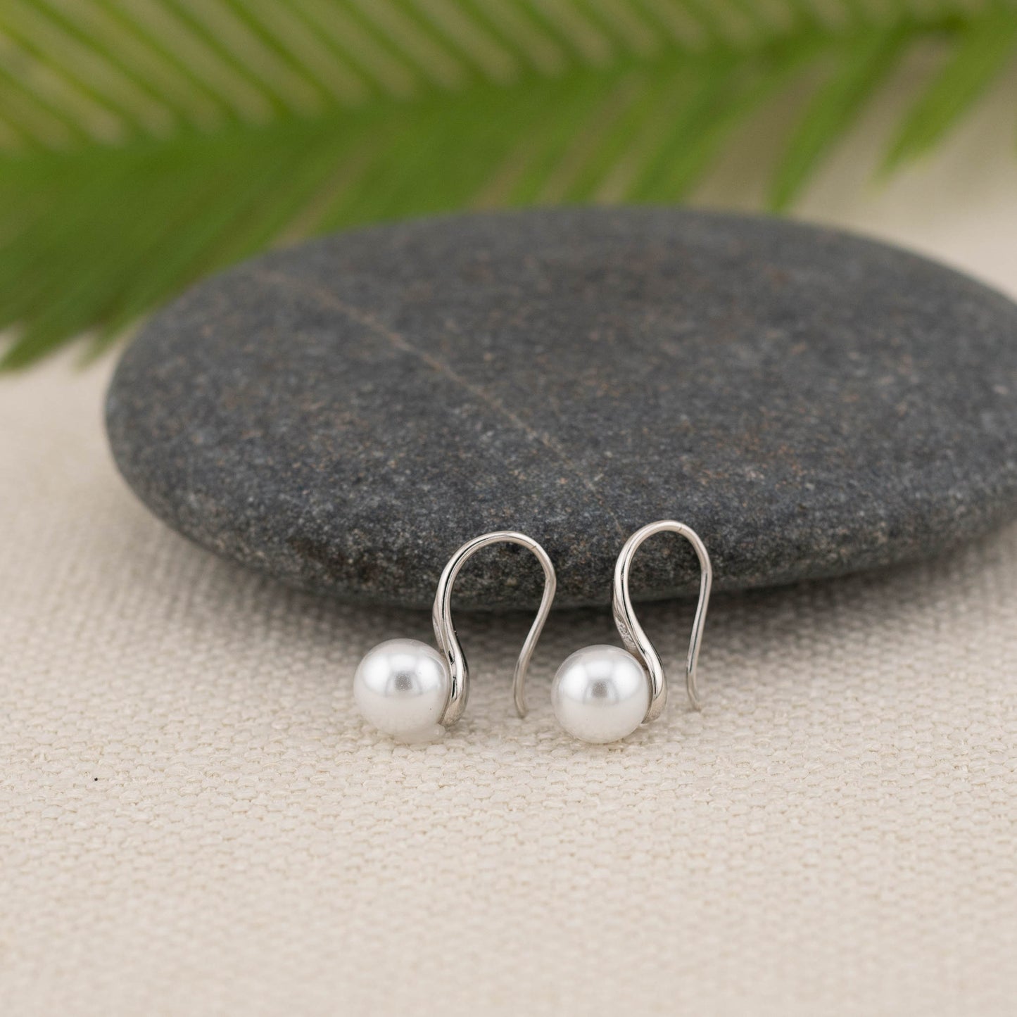 Drop pearl earrings sterling silver wedding, french hook small dainty pearl earrings, minimalist round edison pearl dangle jewelry gift