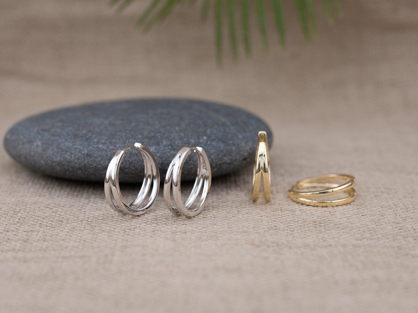 Statement double hoop earrings