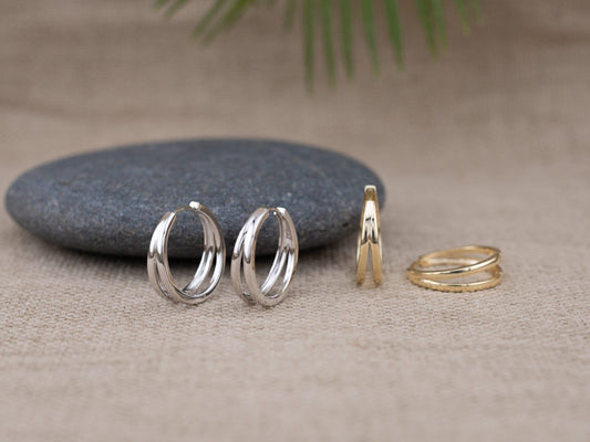 Statement double hoop earrings