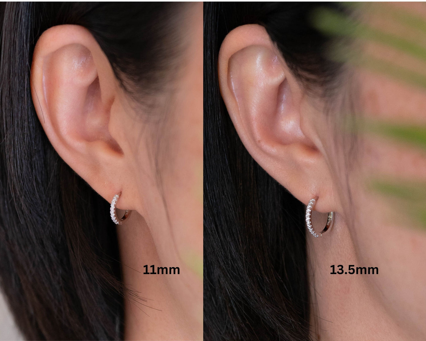 Pave diamond huggie hoop earrings set