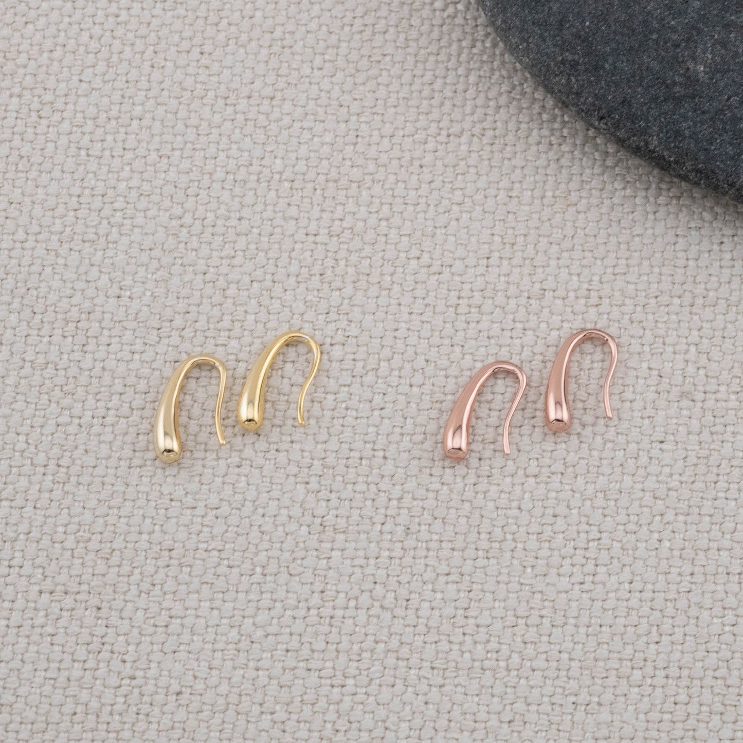 Dainty rose gold drops hook earrings, tiny dropping earring minimalistic gold, gift for her boxed, everyday earrings, sweet gifted jewelry