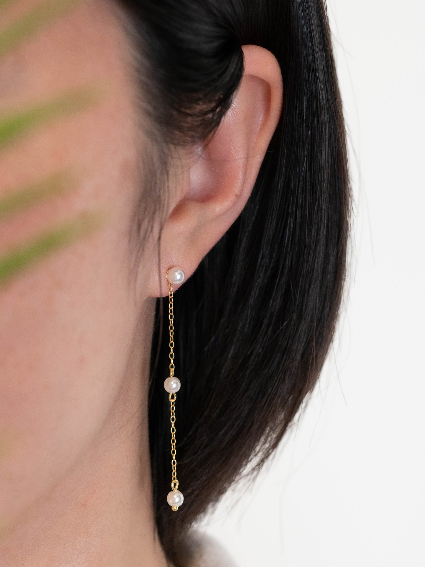 Minimalistic pearl long-earrings dangle, freshwater pearl wedding earrings, dainty drop chain studs, bridesmaid boxed gift earring statement