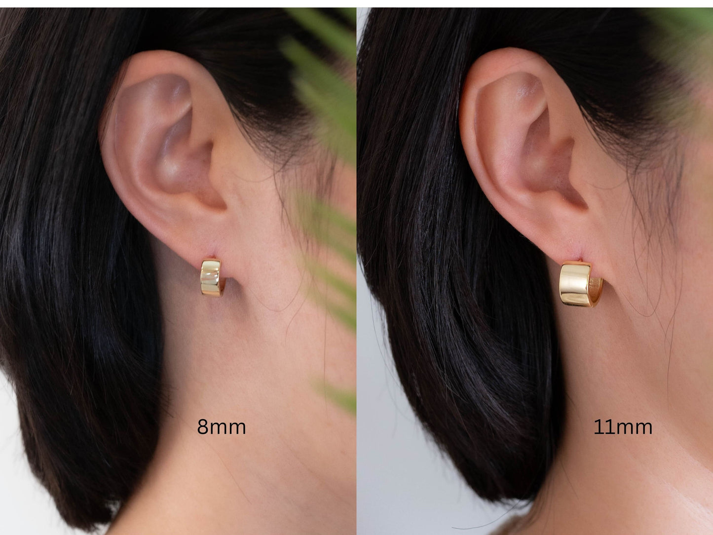 Minimalistic gold thick chunky huggie hoop