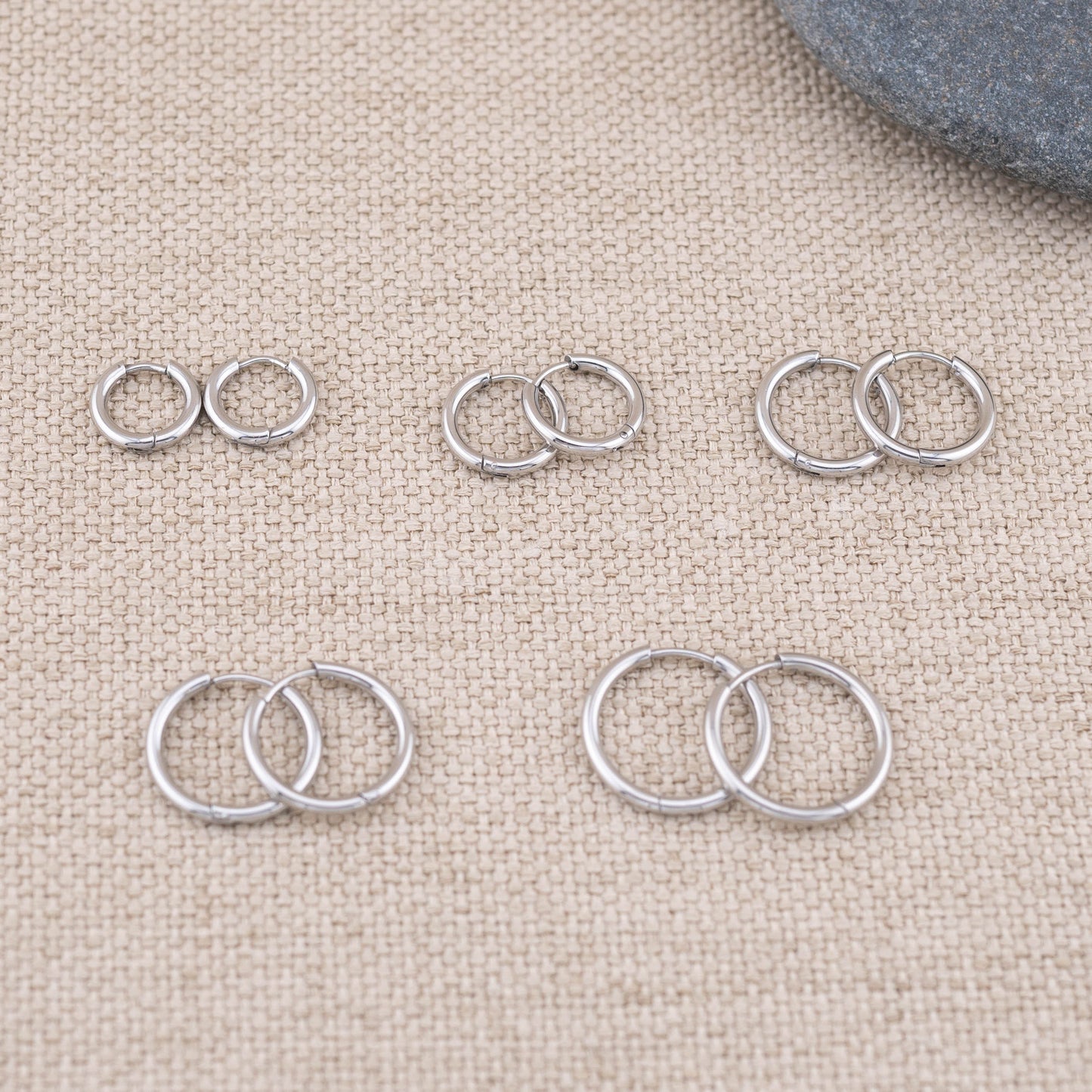 3 pairs silver hoop earrings set of 3