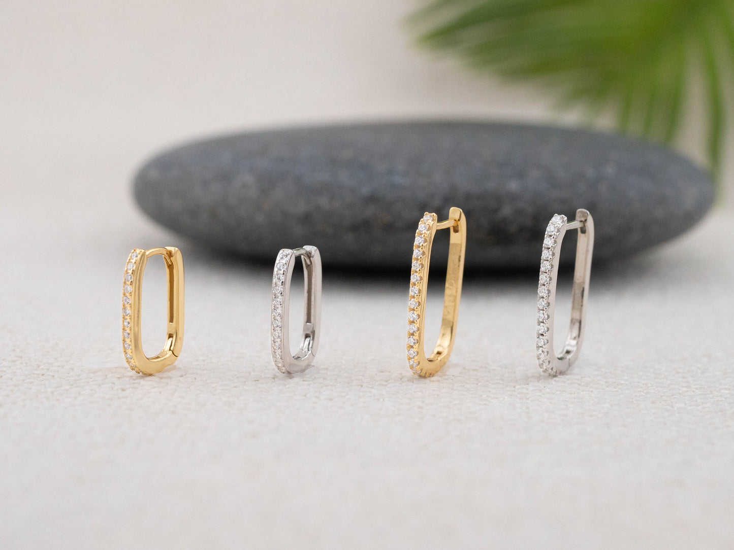 Minimalist rectangular stacking hoop set