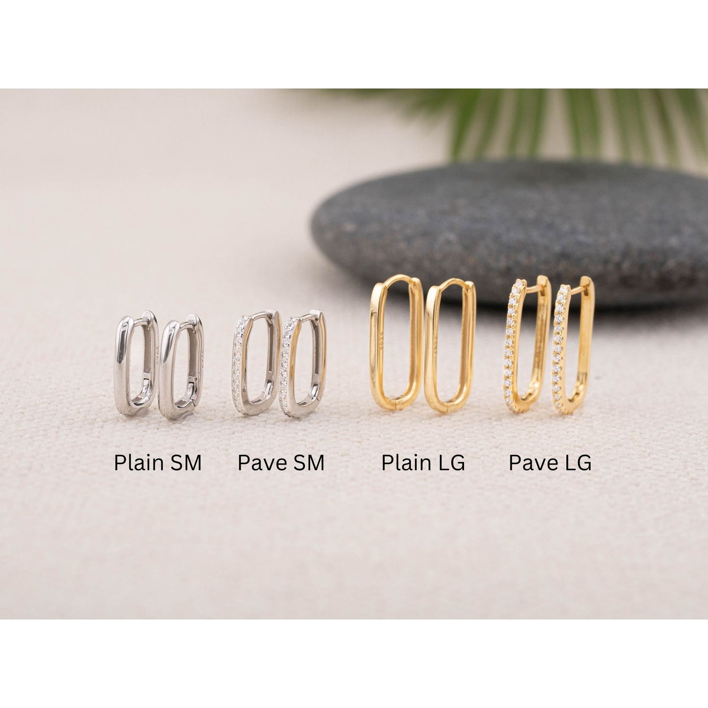 Minimalist rectangular stacking hoop set