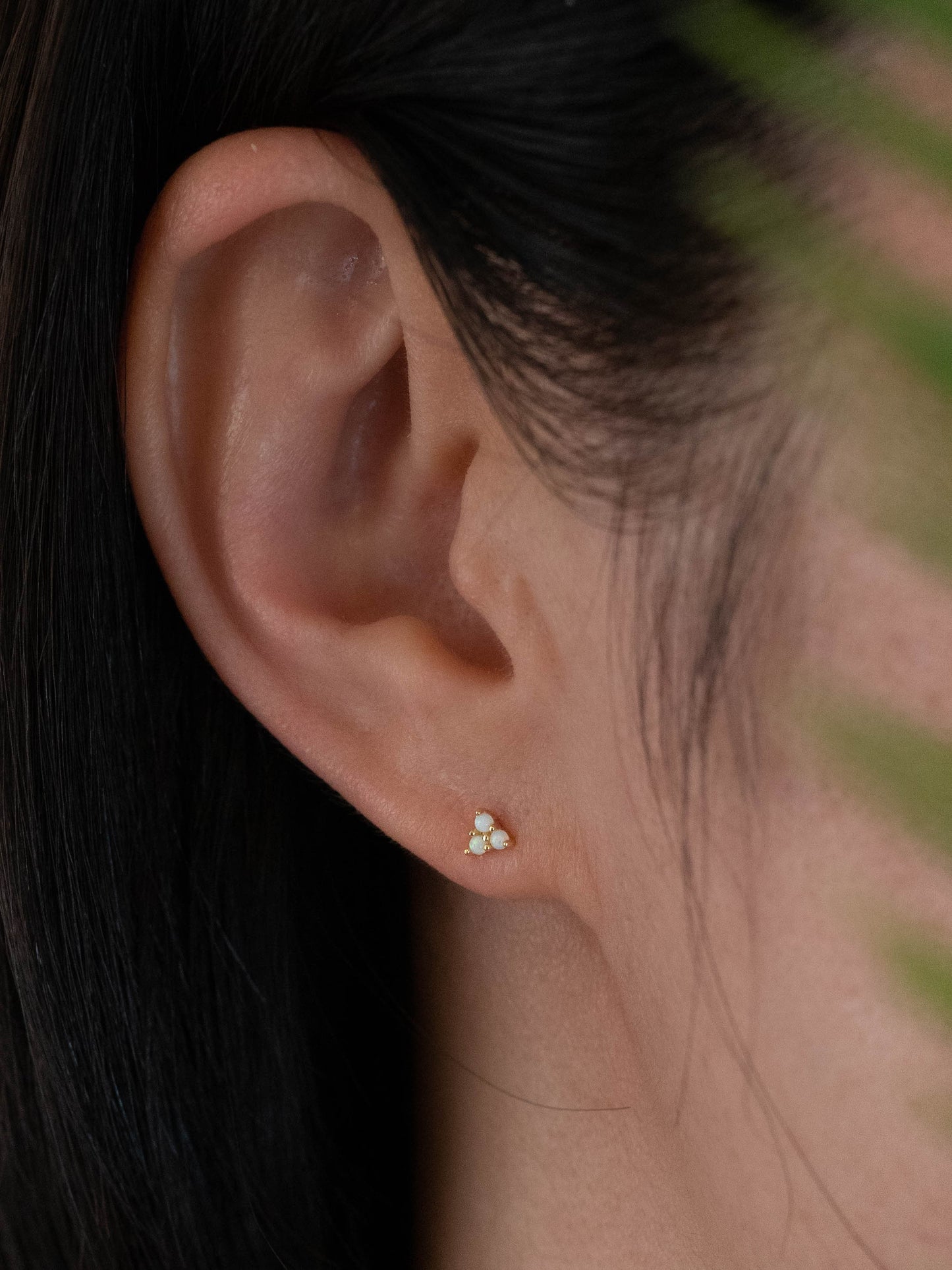 Fire opal flat back studs sterling silver / 18 K Gold