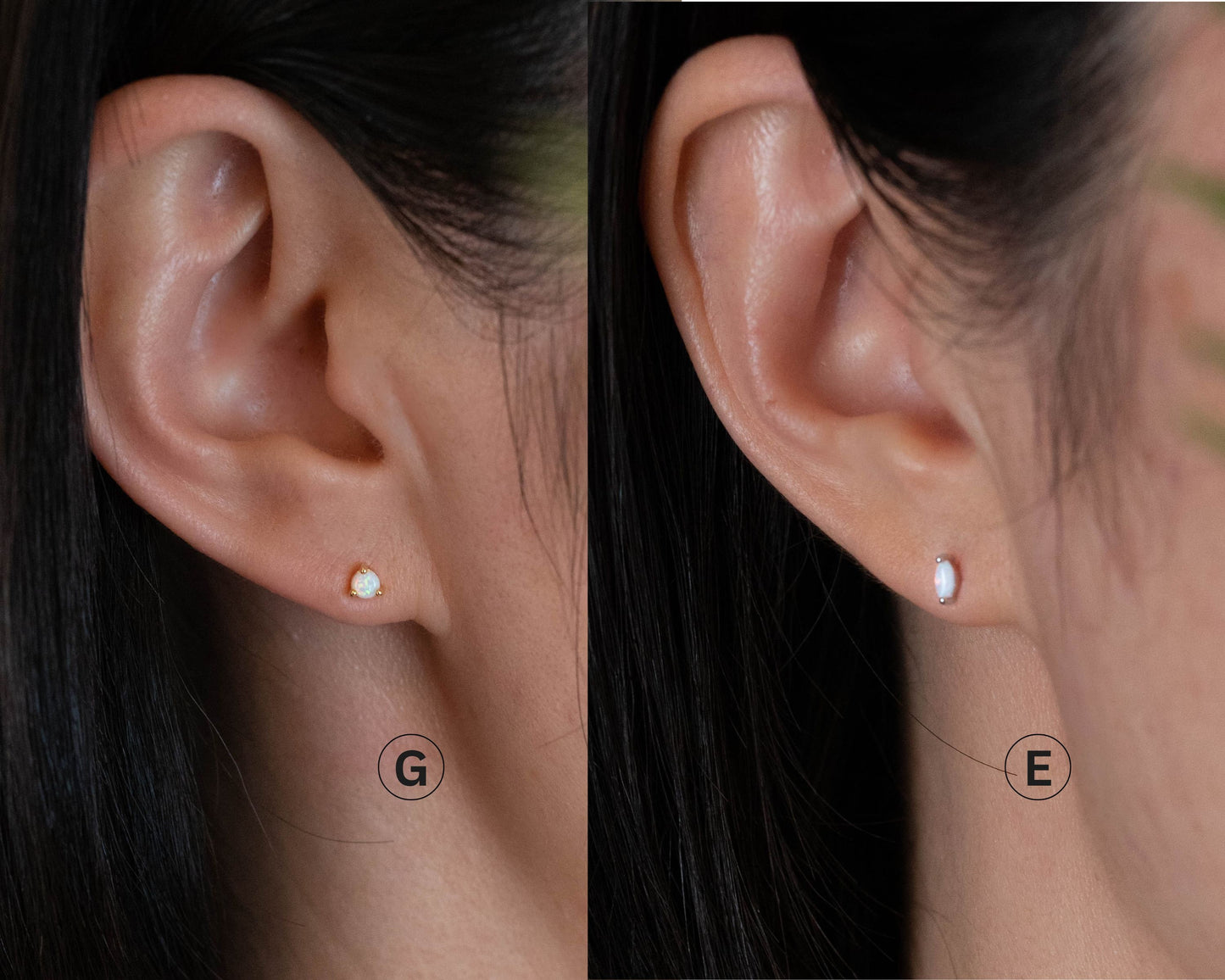 Fire opal flat back studs sterling silver / 18 K Gold