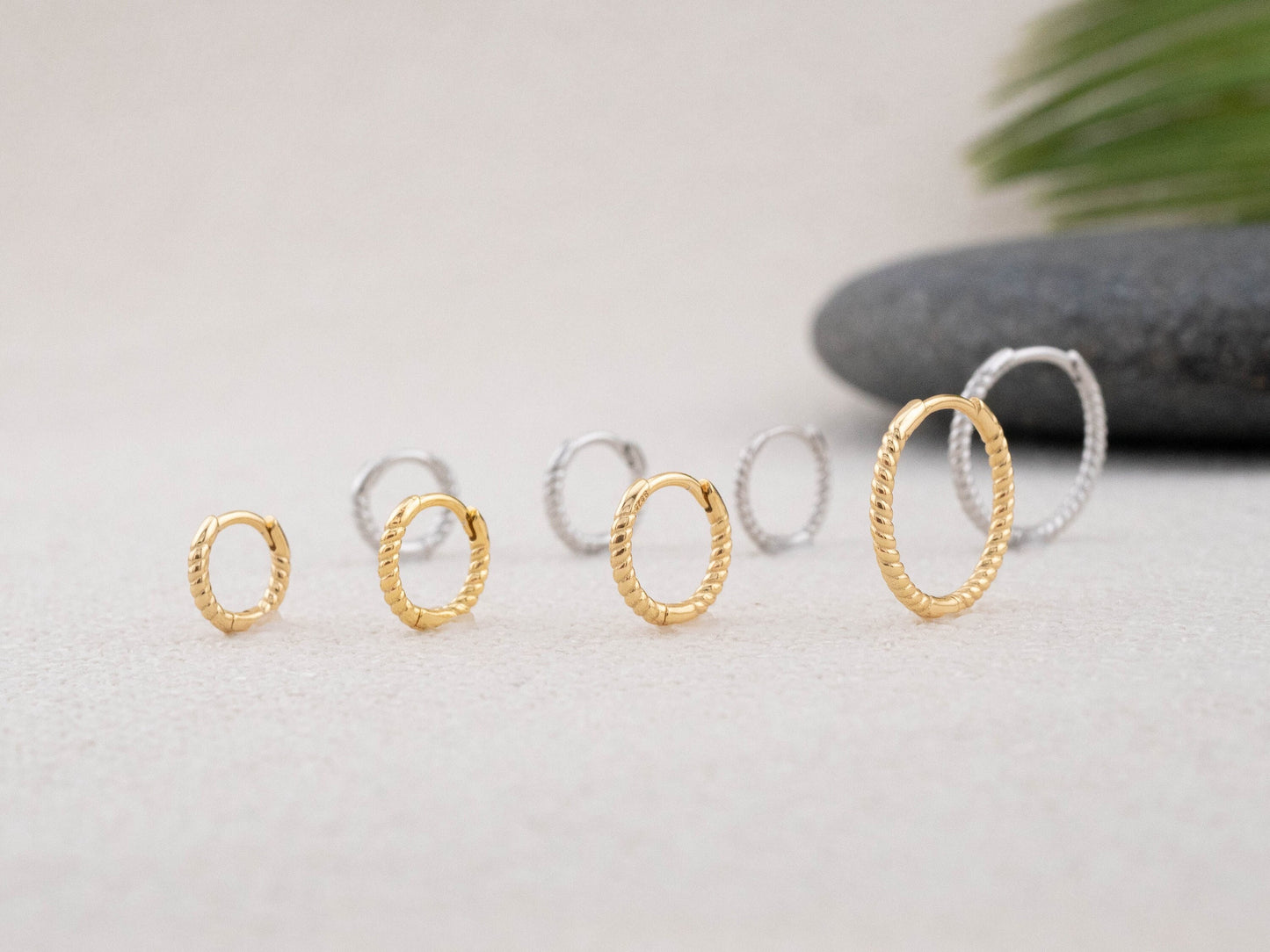 Twisted huggy earrings set of 2 or 3