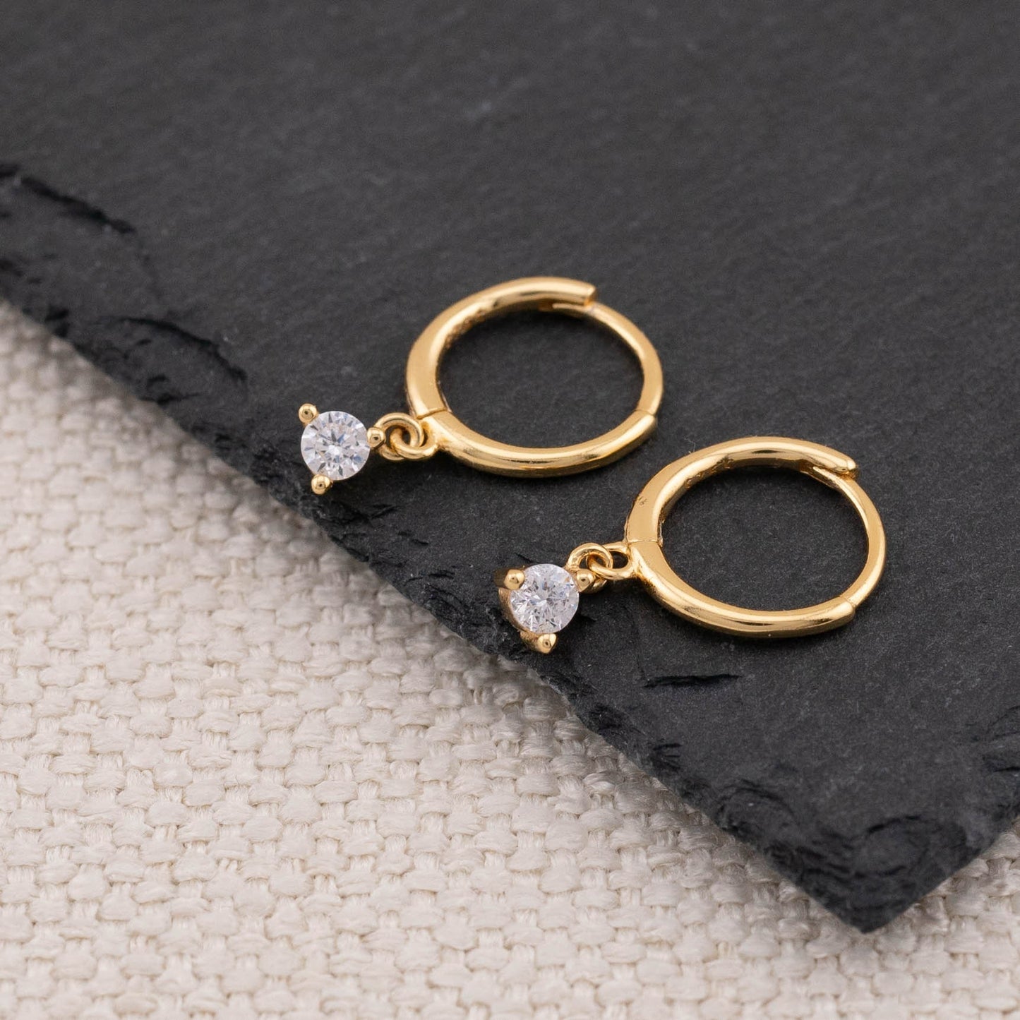 Tiny hoop minimalist charm earrings