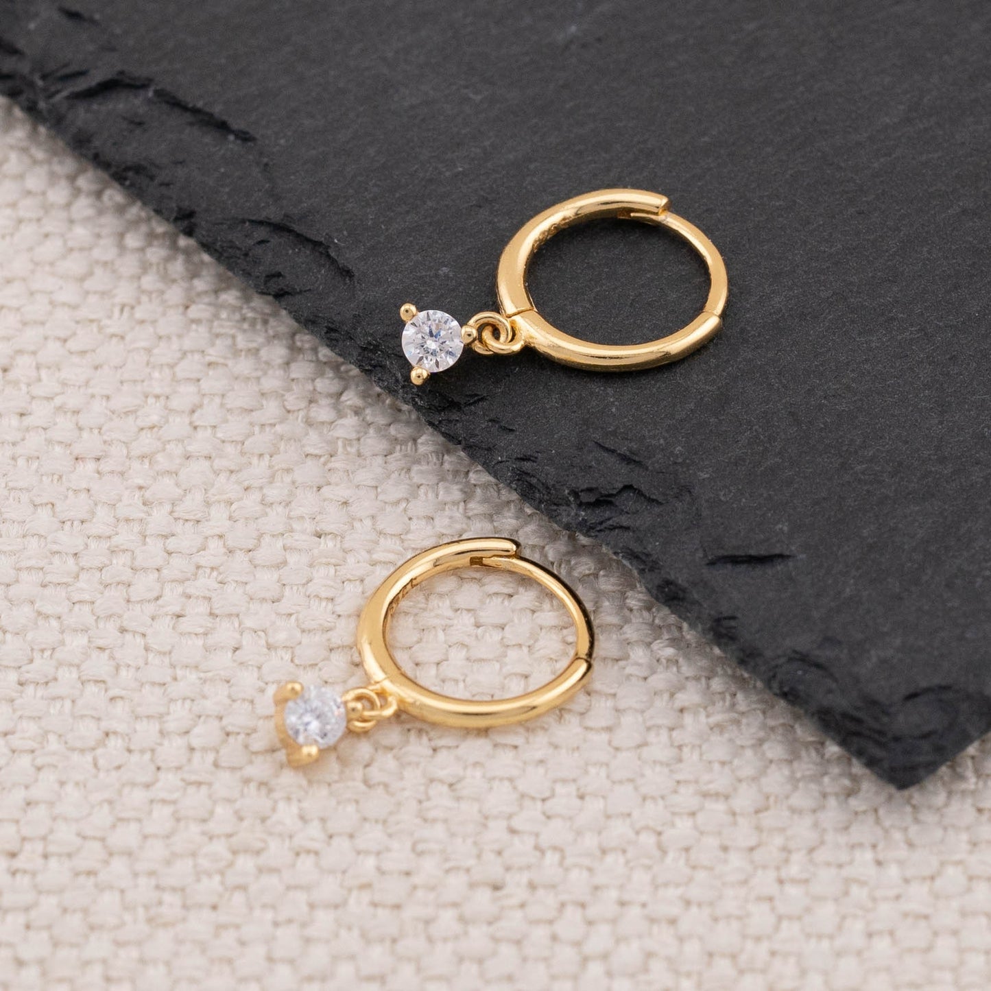 Tiny hoop minimalist charm earrings