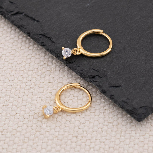 Tiny hoop minimalist charm earrings