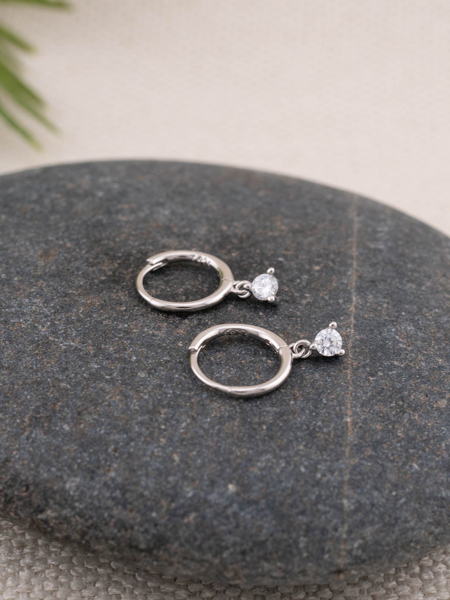 Tiny hoop minimalist charm earrings