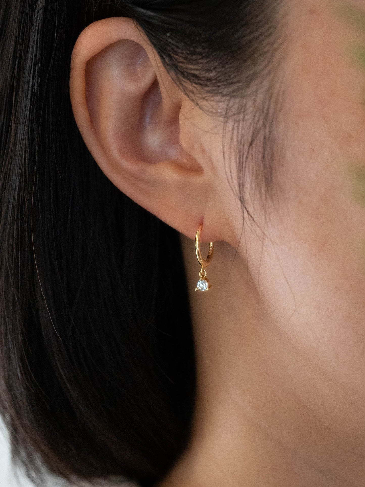 Tiny hoop minimalist charm earrings