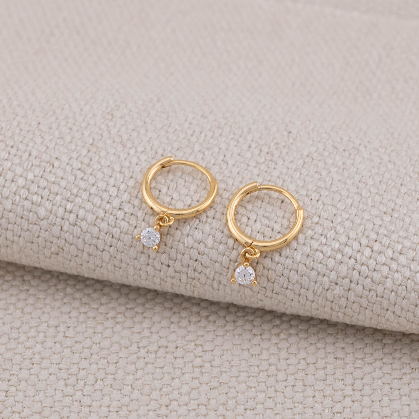 Tiny hoop minimalist charm earrings
