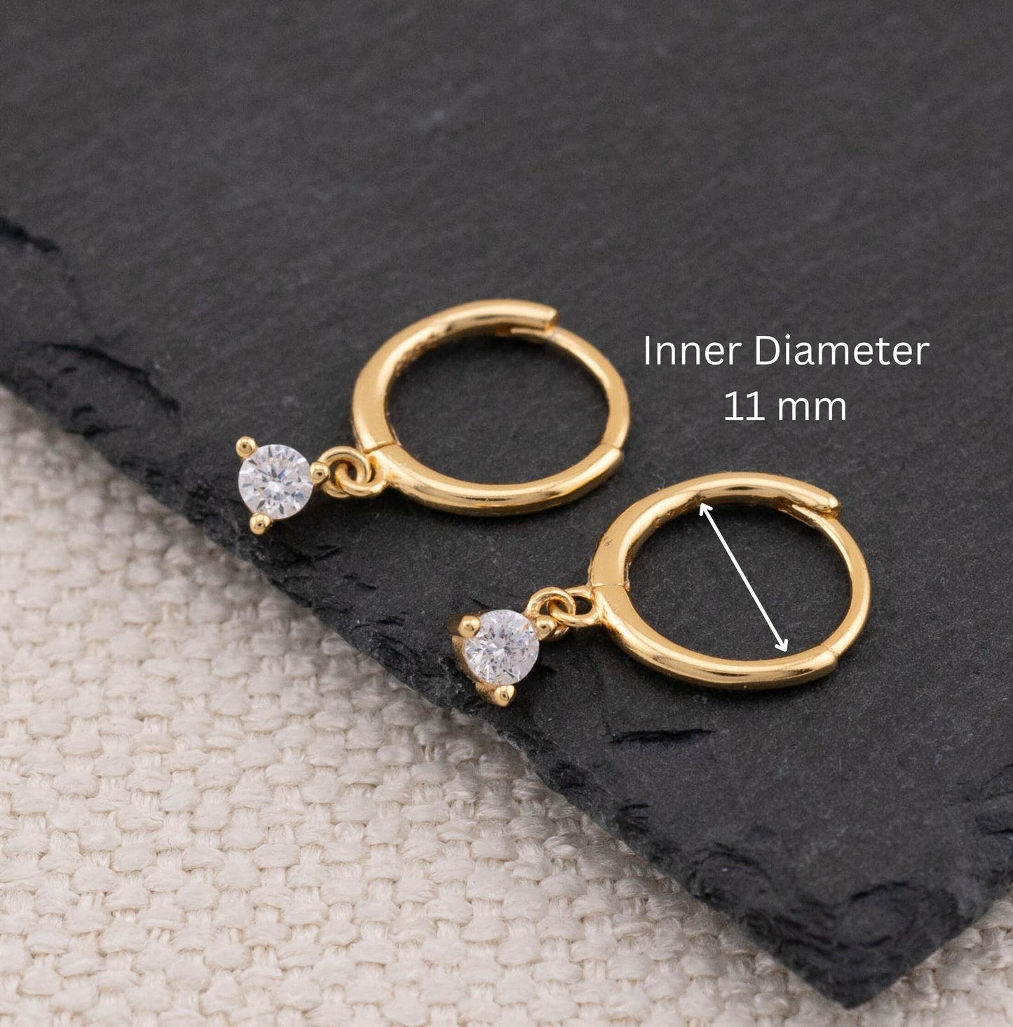 Tiny hoop minimalist charm earrings