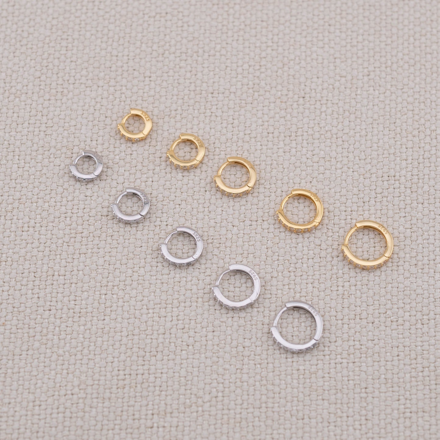 Pave hoop stacking earrings