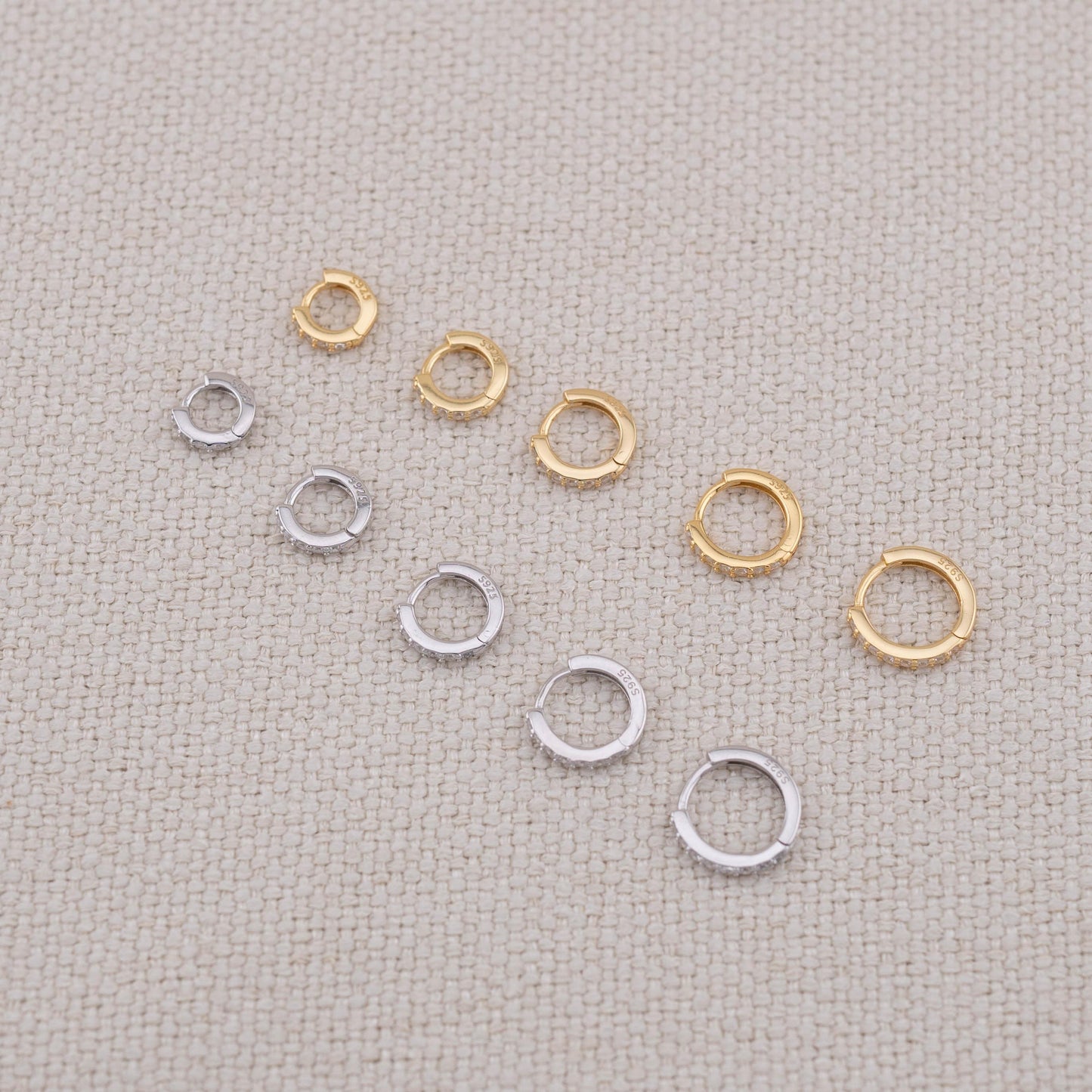 Pave hoop stacking earrings