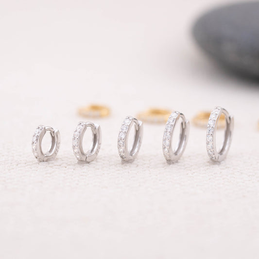 Pave hoop stacking earrings