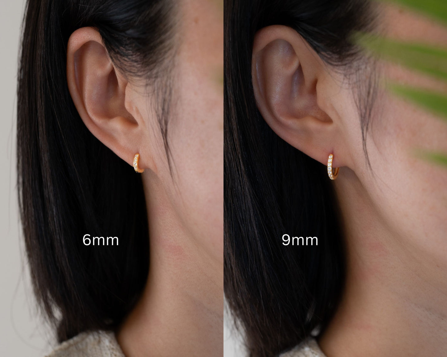 Pave hoop stacking earrings